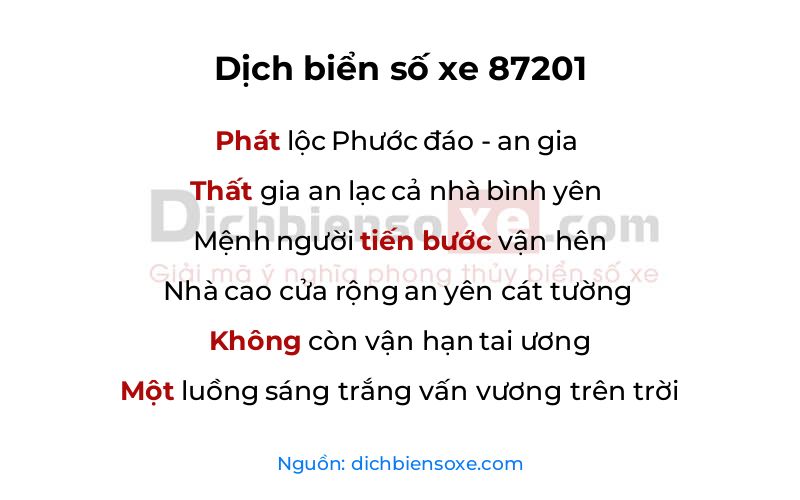 Dịch thơ biển số 87201