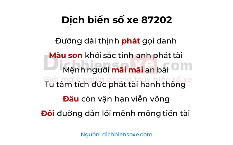 Dịch thơ biển số 87202
