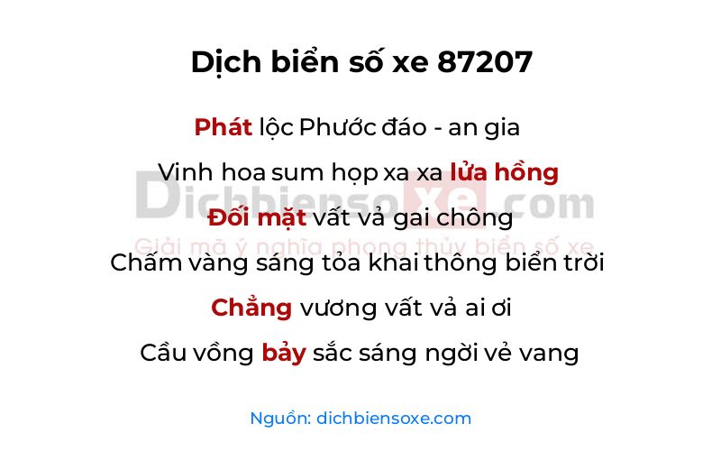 Dịch thơ biển số 87207