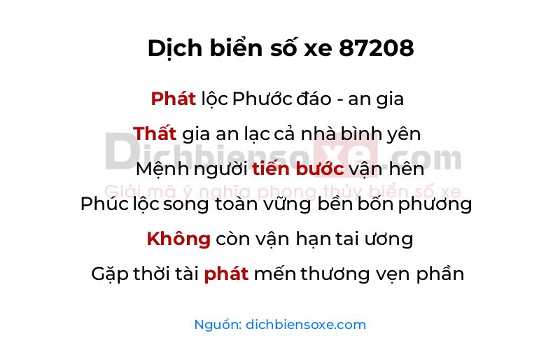 Dịch thơ biển số 87208