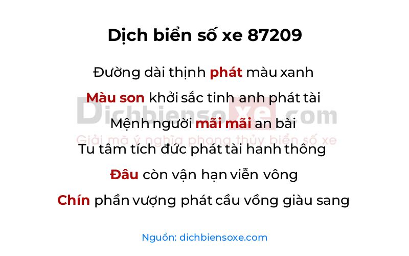 Dịch thơ biển số 87209