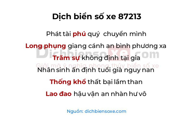 Dịch thơ biển số 87213