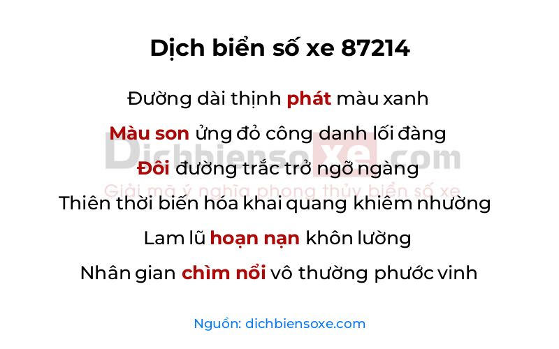 Dịch thơ biển số 87214