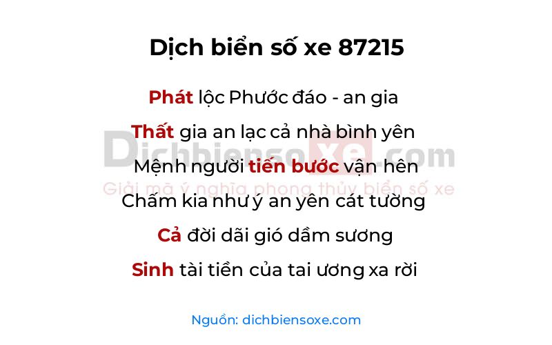 Dịch thơ biển số 87215
