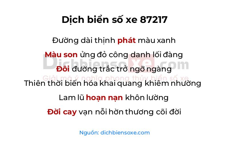 Dịch thơ biển số 87217
