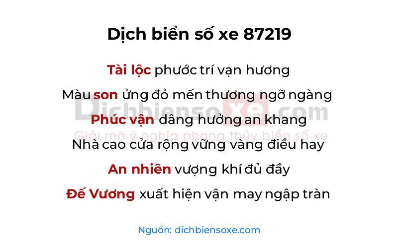 Dịch thơ biển số 87219
