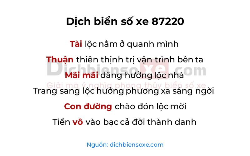 Dịch thơ biển số 87220