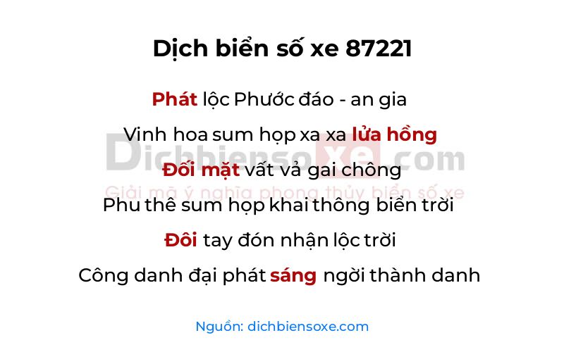 Dịch thơ biển số 87221