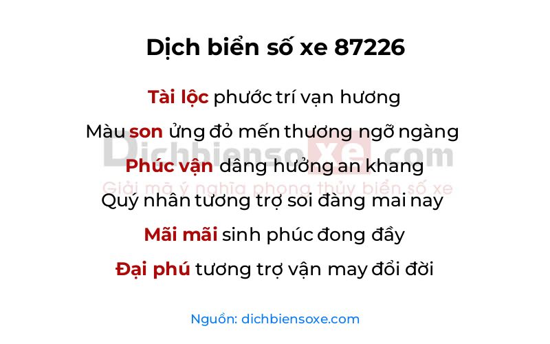 Dịch thơ biển số 87226