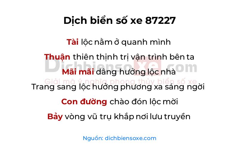 Dịch thơ biển số 87227