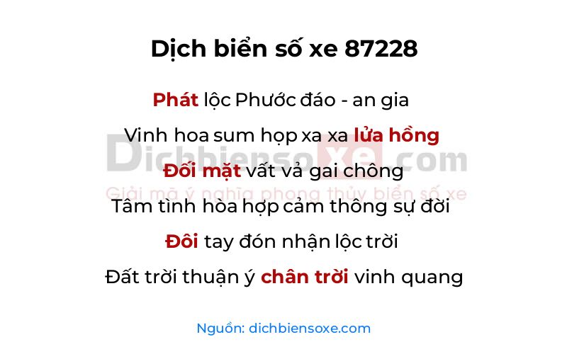 Dịch thơ biển số 87228