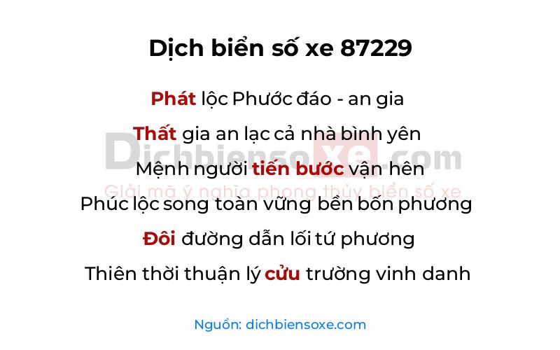 Dịch thơ biển số 87229