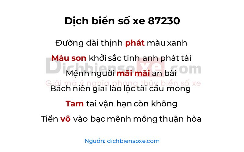 Dịch thơ biển số 87230