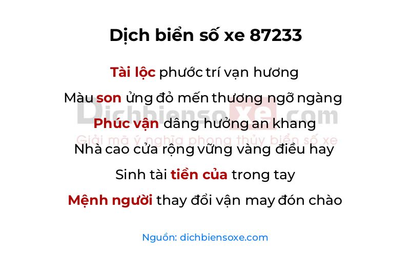 Dịch thơ biển số 87233