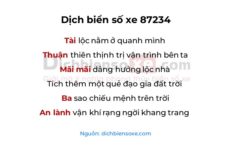 Dịch thơ biển số 87234