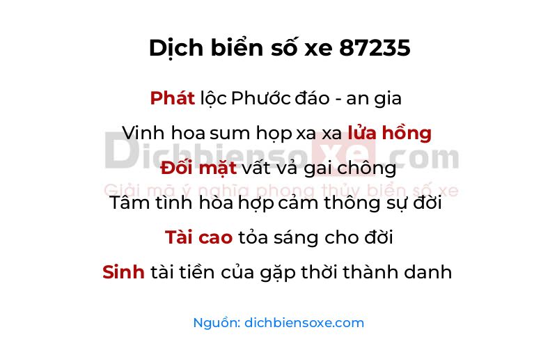 Dịch thơ biển số 87235