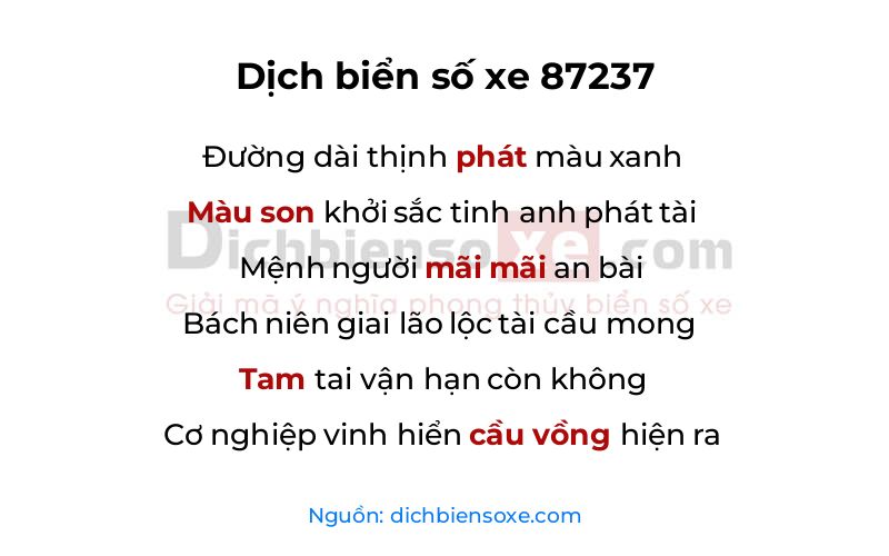 Dịch thơ biển số 87237