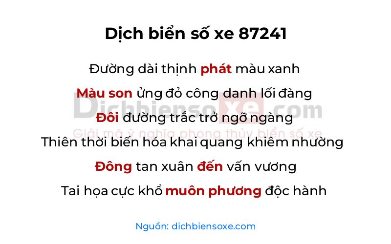 Dịch thơ biển số 87241
