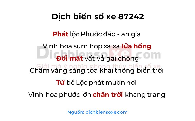 Dịch thơ biển số 87242