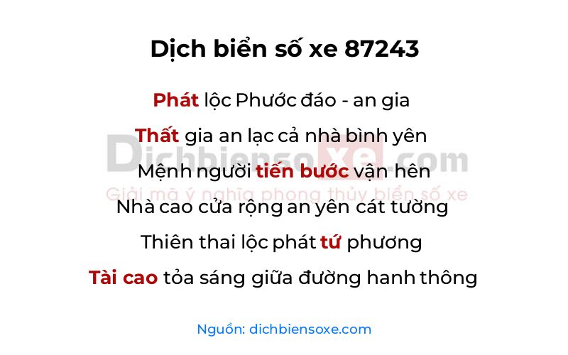 Dịch thơ biển số 87243