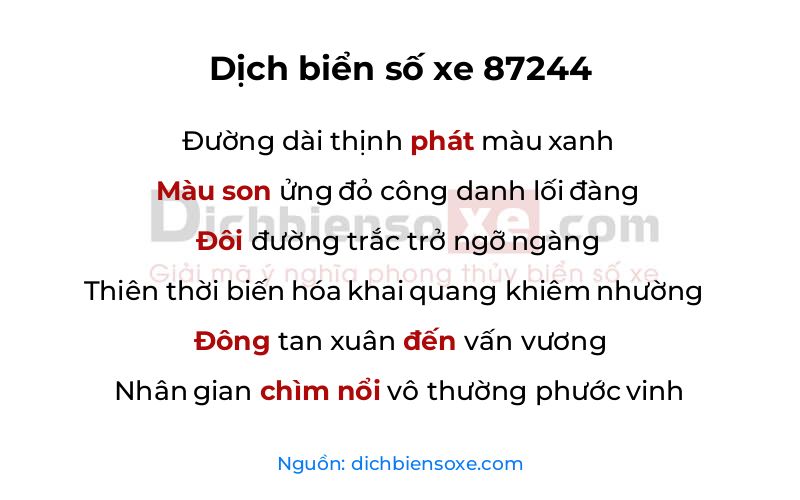 Dịch thơ biển số 87244
