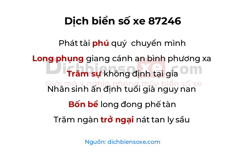 Dịch thơ biển số 87246