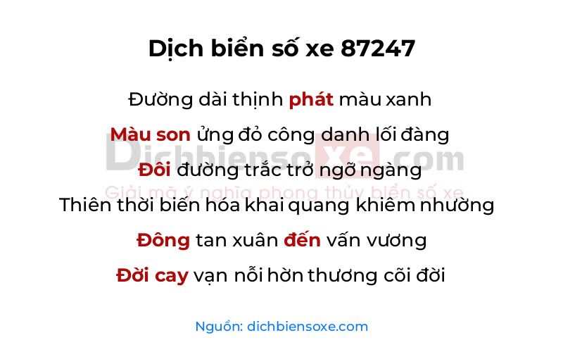 Dịch thơ biển số 87247
