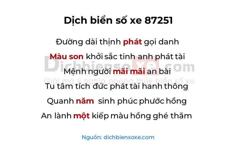 Dịch thơ biển số 87251