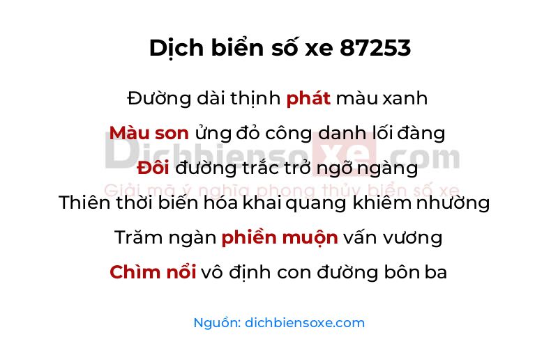 Dịch thơ biển số 87253