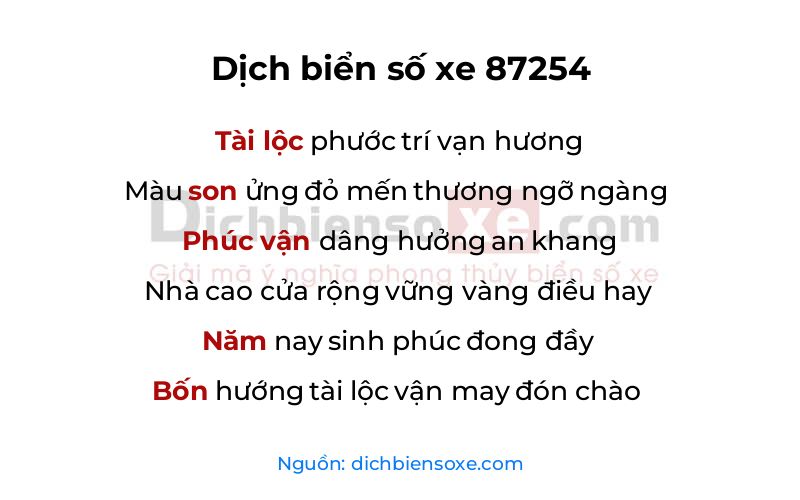 Dịch thơ biển số 87254