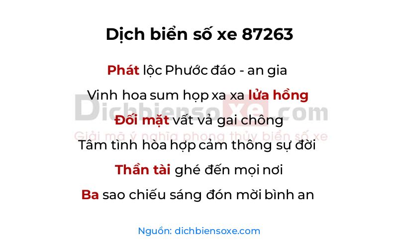 Dịch thơ biển số 87263