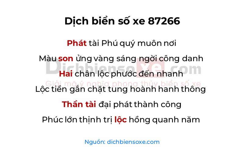 Dịch thơ biển số 87266