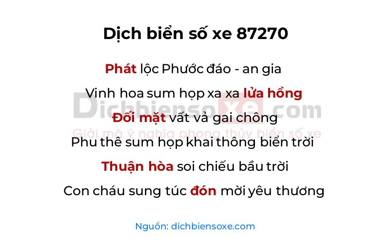 Dịch thơ biển số 87270