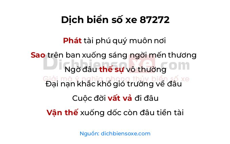 Dịch thơ biển số 87272