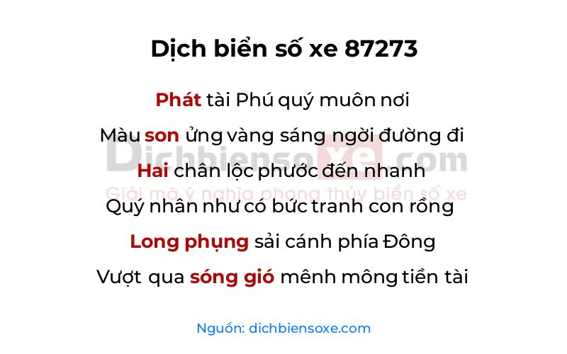 Dịch thơ biển số 87273