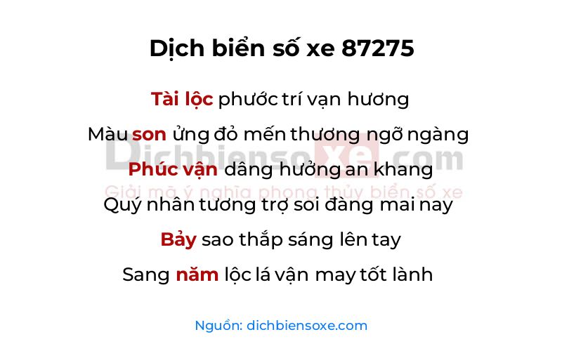 Dịch thơ biển số 87275
