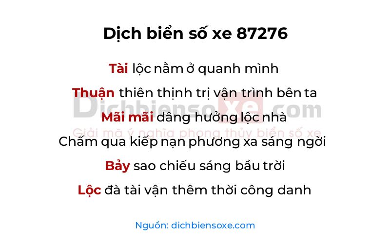 Dịch thơ biển số 87276