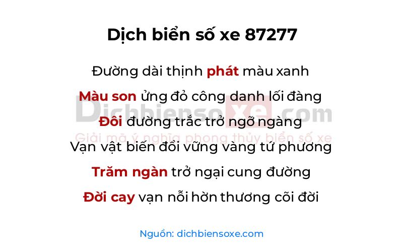 Dịch thơ biển số 87277