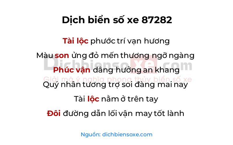 Dịch thơ biển số 87282