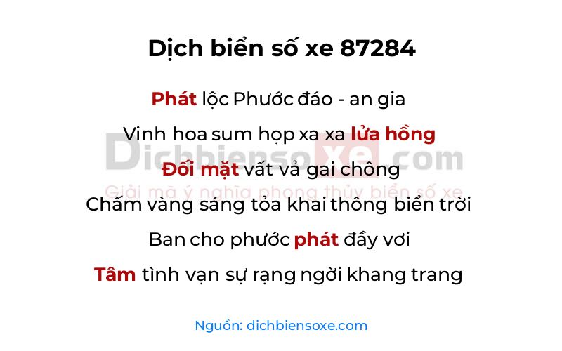 Dịch thơ biển số 87284
