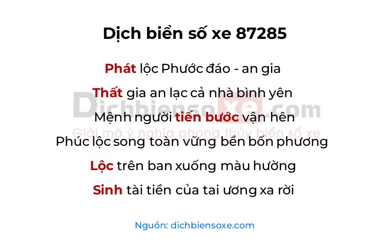 Dịch thơ biển số 87285