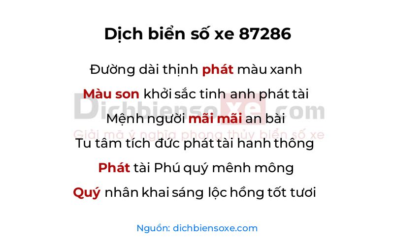 Dịch thơ biển số 87286