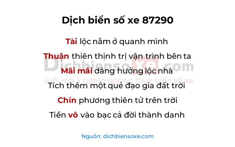 Dịch thơ biển số 87290