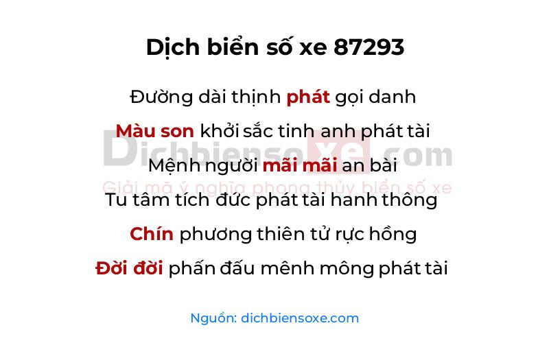 Dịch thơ biển số 87293