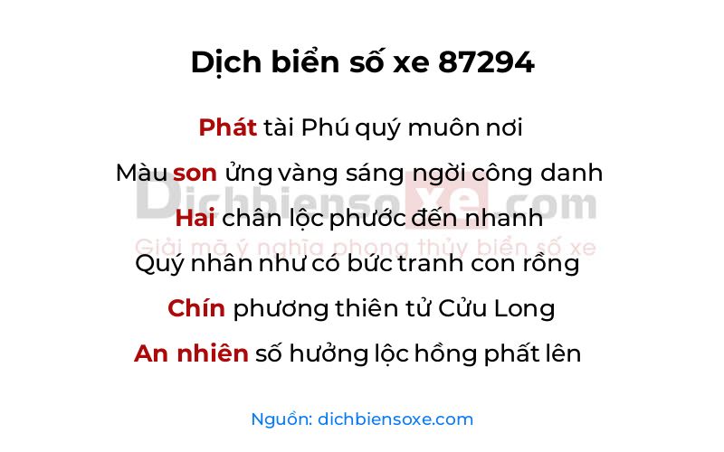 Dịch thơ biển số 87294