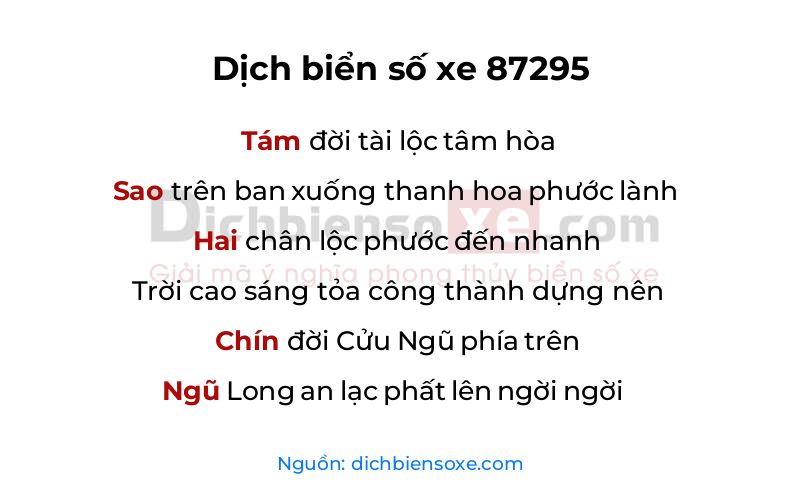 Dịch thơ biển số 87295