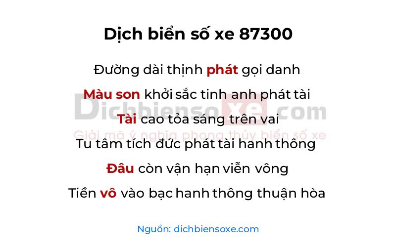 Dịch thơ biển số 87300