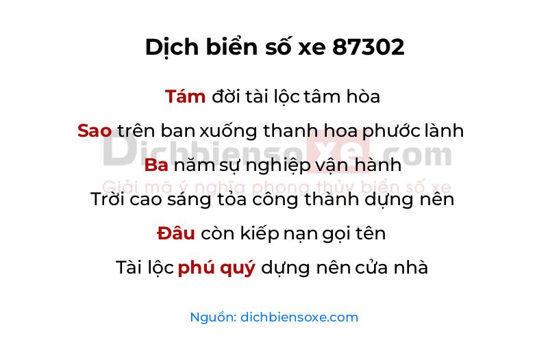 Dịch thơ biển số 87302