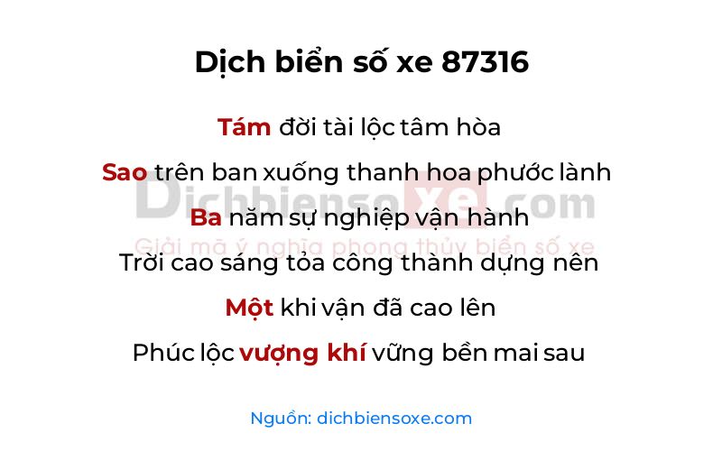Dịch thơ biển số 87316