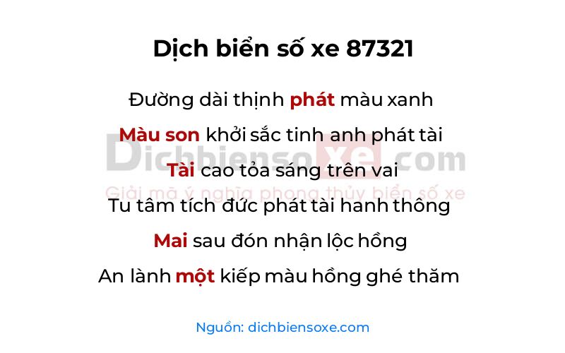 Dịch thơ biển số 87321